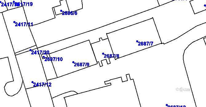 Parcela st. 2687/8 v KÚ Šlapanice u Brna, Katastrální mapa