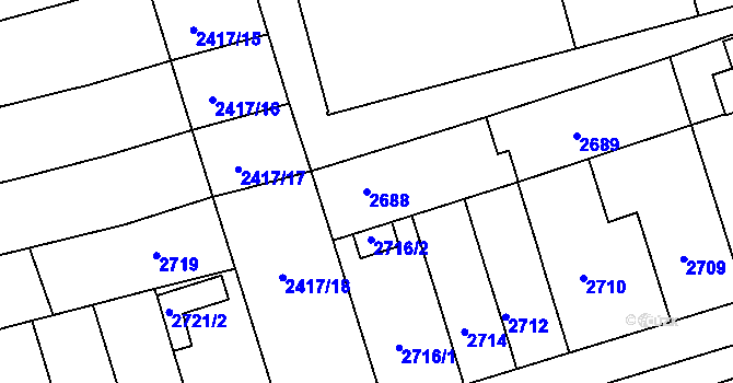 Parcela st. 2688 v KÚ Šlapanice u Brna, Katastrální mapa