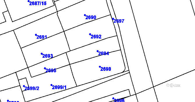 Parcela st. 2694 v KÚ Šlapanice u Brna, Katastrální mapa