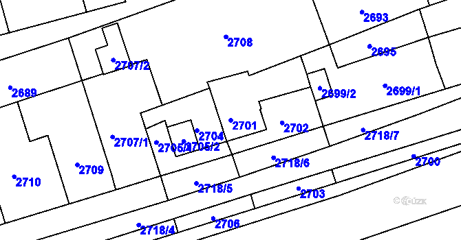 Parcela st. 2701 v KÚ Šlapanice u Brna, Katastrální mapa