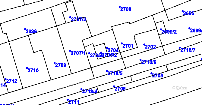 Parcela st. 2705/2 v KÚ Šlapanice u Brna, Katastrální mapa