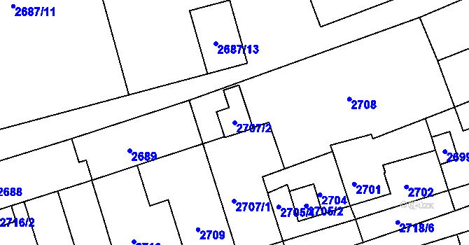 Parcela st. 2707/2 v KÚ Šlapanice u Brna, Katastrální mapa