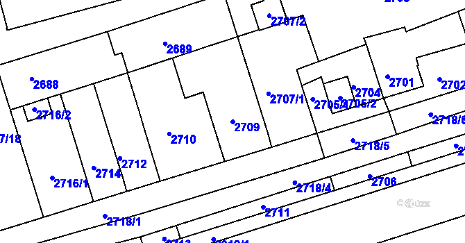 Parcela st. 2709 v KÚ Šlapanice u Brna, Katastrální mapa