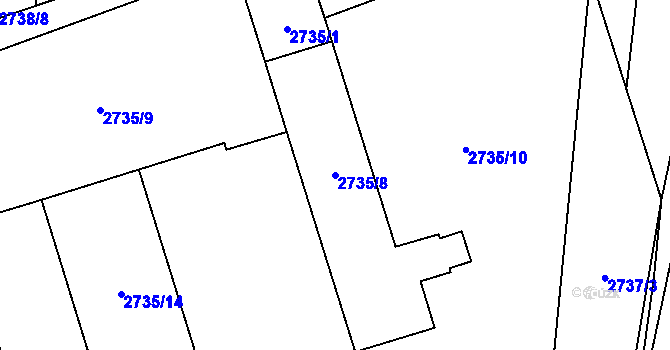 Parcela st. 2735/8 v KÚ Šlapanice u Brna, Katastrální mapa