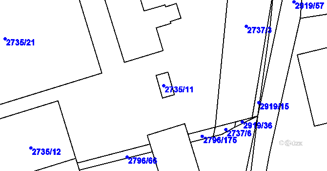 Parcela st. 2735/11 v KÚ Šlapanice u Brna, Katastrální mapa