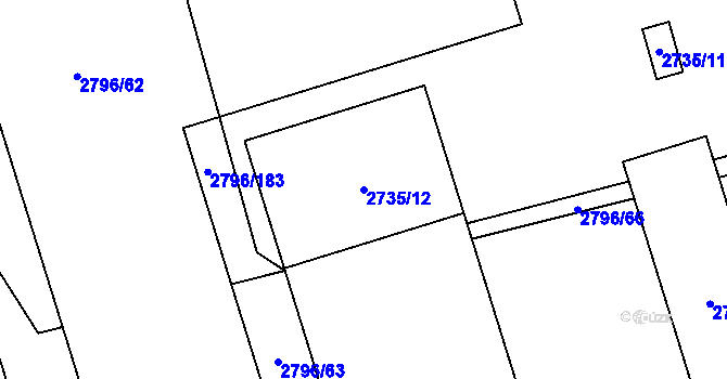 Parcela st. 2735/12 v KÚ Šlapanice u Brna, Katastrální mapa
