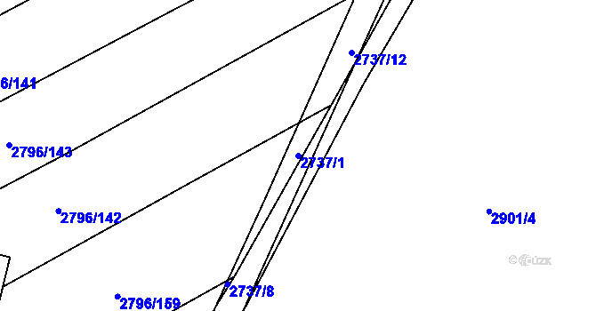 Parcela st. 2737/1 v KÚ Šlapanice u Brna, Katastrální mapa
