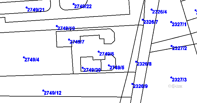 Parcela st. 2749/6 v KÚ Šlapanice u Brna, Katastrální mapa