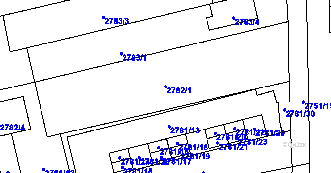 Parcela st. 2782/1 v KÚ Šlapanice u Brna, Katastrální mapa
