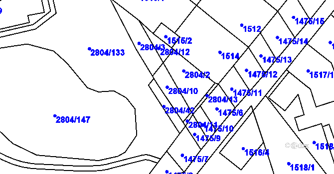 Parcela st. 2804/10 v KÚ Šlapanice u Brna, Katastrální mapa