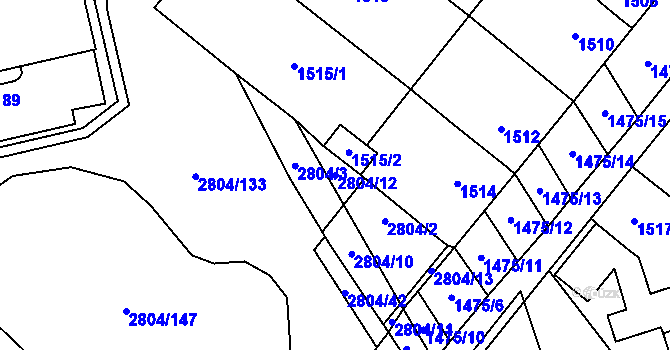 Parcela st. 2804/12 v KÚ Šlapanice u Brna, Katastrální mapa