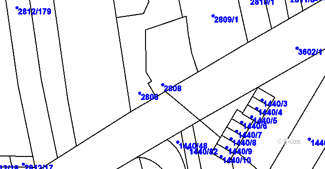 Parcela st. 2808 v KÚ Šlapanice u Brna, Katastrální mapa