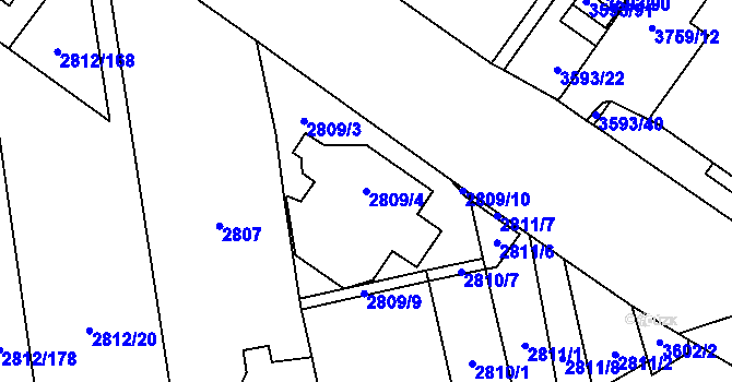 Parcela st. 2809/4 v KÚ Šlapanice u Brna, Katastrální mapa