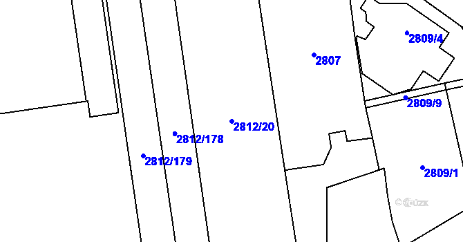 Parcela st. 2812/20 v KÚ Šlapanice u Brna, Katastrální mapa