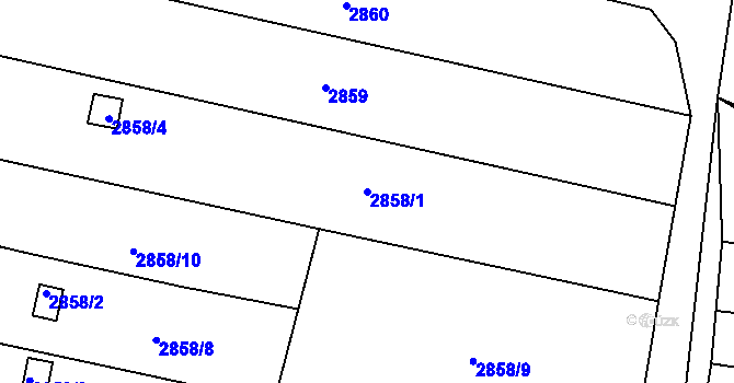 Parcela st. 2858/1 v KÚ Šlapanice u Brna, Katastrální mapa