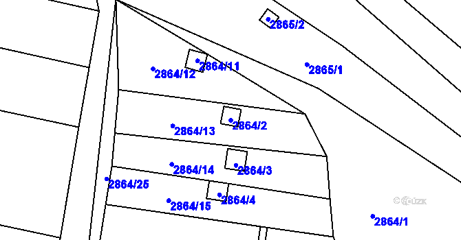 Parcela st. 2864/2 v KÚ Šlapanice u Brna, Katastrální mapa