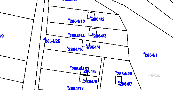 Parcela st. 2864/4 v KÚ Šlapanice u Brna, Katastrální mapa
