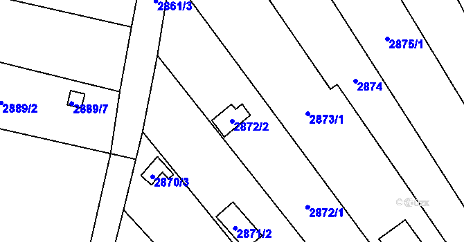 Parcela st. 2872/2 v KÚ Šlapanice u Brna, Katastrální mapa