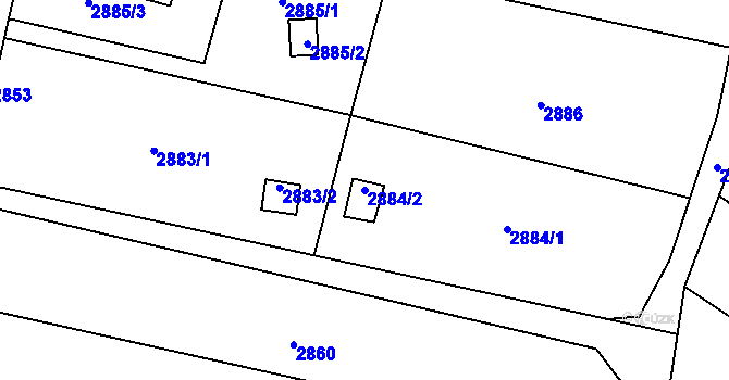 Parcela st. 2884/2 v KÚ Šlapanice u Brna, Katastrální mapa