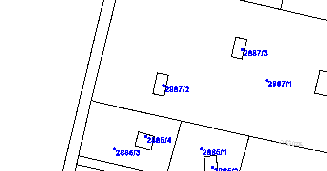 Parcela st. 2887/2 v KÚ Šlapanice u Brna, Katastrální mapa