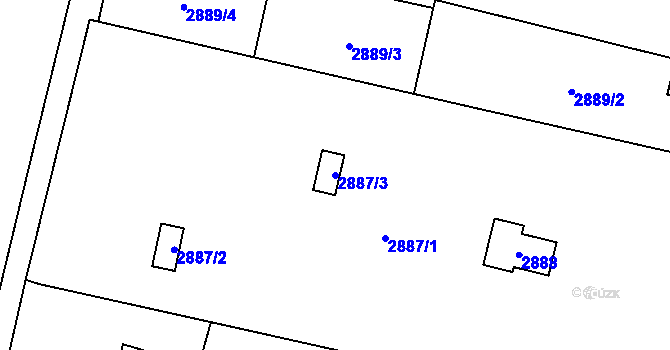 Parcela st. 2887/3 v KÚ Šlapanice u Brna, Katastrální mapa