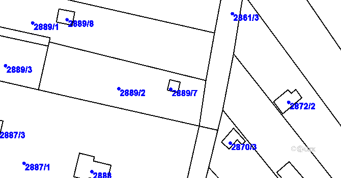 Parcela st. 2889/7 v KÚ Šlapanice u Brna, Katastrální mapa