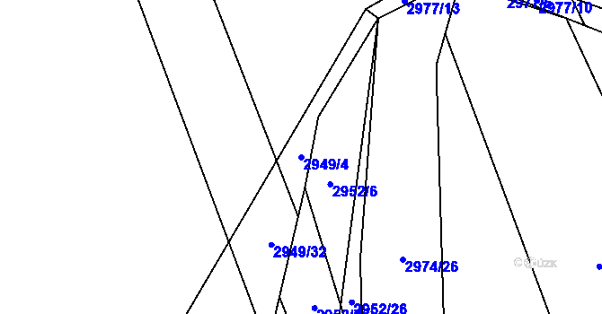 Parcela st. 2949/4 v KÚ Šlapanice u Brna, Katastrální mapa