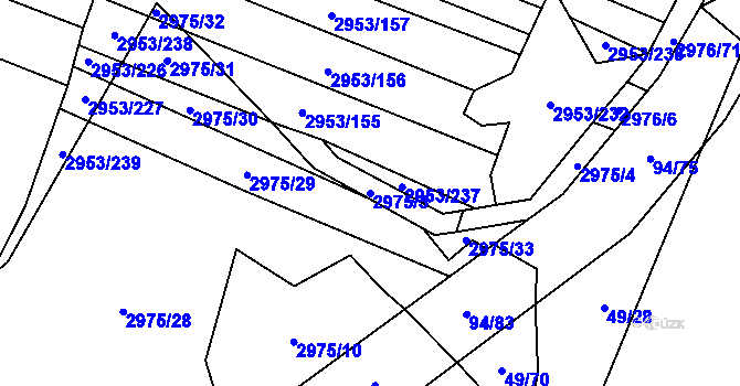 Parcela st. 2975/3 v KÚ Šlapanice u Brna, Katastrální mapa