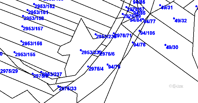 Parcela st. 2976/6 v KÚ Šlapanice u Brna, Katastrální mapa