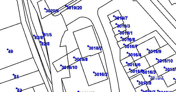 Parcela st. 3018/2 v KÚ Šlapanice u Brna, Katastrální mapa