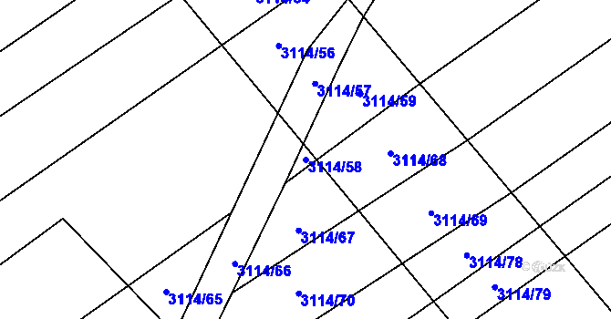 Parcela st. 3114/58 v KÚ Šlapanice u Brna, Katastrální mapa