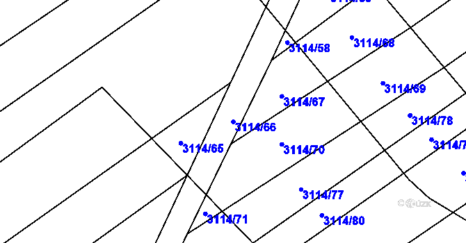 Parcela st. 3114/66 v KÚ Šlapanice u Brna, Katastrální mapa
