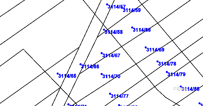 Parcela st. 3114/67 v KÚ Šlapanice u Brna, Katastrální mapa