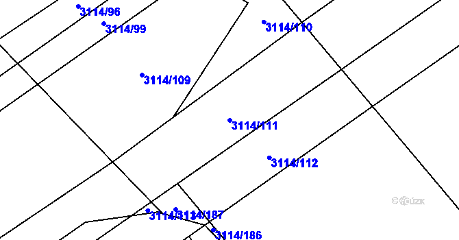 Parcela st. 3114/111 v KÚ Šlapanice u Brna, Katastrální mapa