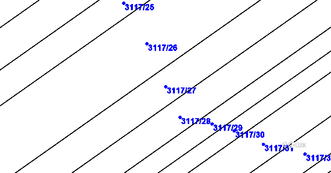 Parcela st. 3117/27 v KÚ Šlapanice u Brna, Katastrální mapa