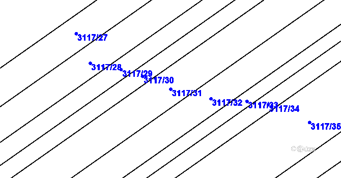 Parcela st. 3117/31 v KÚ Šlapanice u Brna, Katastrální mapa