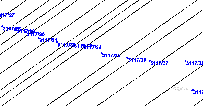 Parcela st. 3117/35 v KÚ Šlapanice u Brna, Katastrální mapa