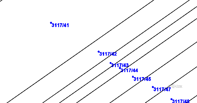 Parcela st. 3117/42 v KÚ Šlapanice u Brna, Katastrální mapa
