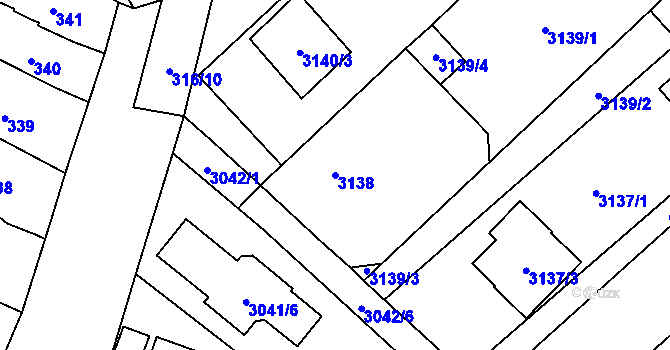 Parcela st. 3138 v KÚ Šlapanice u Brna, Katastrální mapa