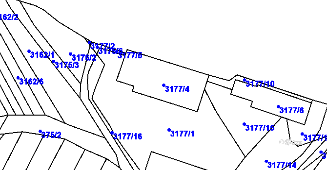 Parcela st. 3177/4 v KÚ Šlapanice u Brna, Katastrální mapa