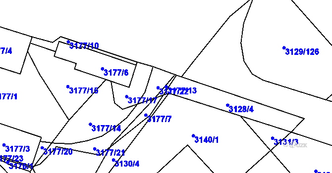 Parcela st. 3177/13 v KÚ Šlapanice u Brna, Katastrální mapa