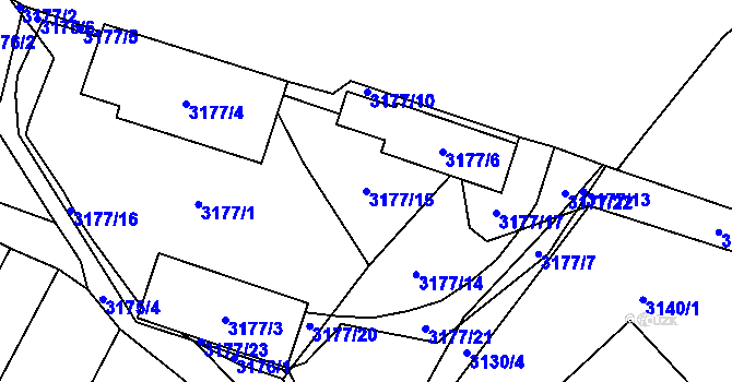 Parcela st. 3177/15 v KÚ Šlapanice u Brna, Katastrální mapa