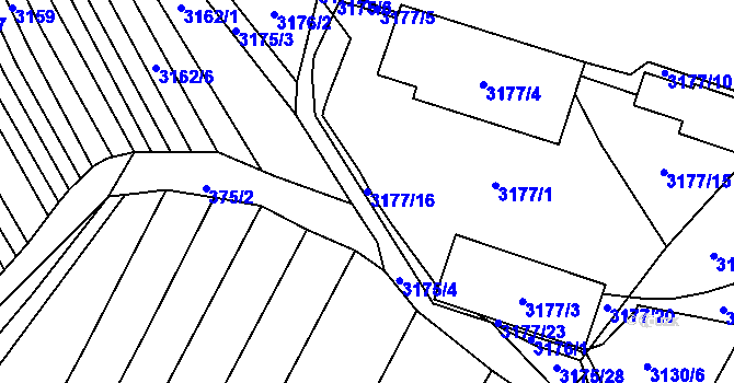 Parcela st. 3177/16 v KÚ Šlapanice u Brna, Katastrální mapa