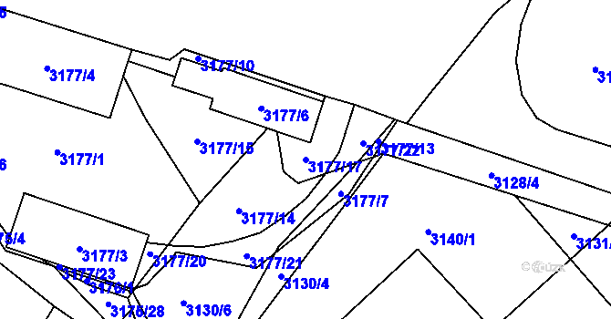 Parcela st. 3177/17 v KÚ Šlapanice u Brna, Katastrální mapa