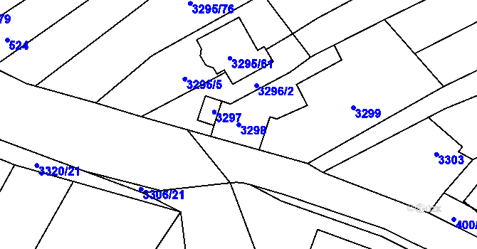 Parcela st. 3298 v KÚ Šlapanice u Brna, Katastrální mapa