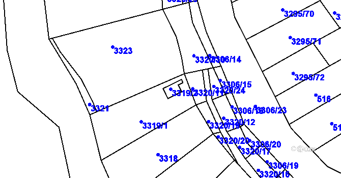 Parcela st. 3319/2 v KÚ Šlapanice u Brna, Katastrální mapa