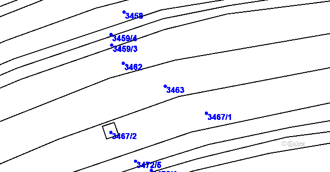 Parcela st. 3463 v KÚ Šlapanice u Brna, Katastrální mapa