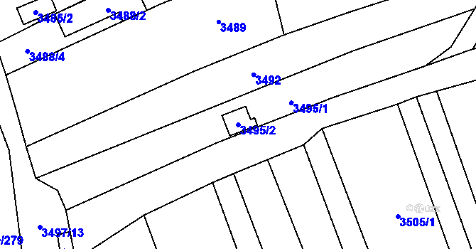 Parcela st. 3495/2 v KÚ Šlapanice u Brna, Katastrální mapa