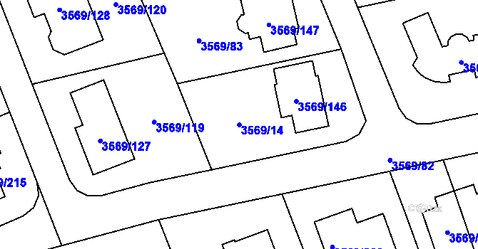 Parcela st. 3569/14 v KÚ Šlapanice u Brna, Katastrální mapa