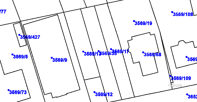Parcela st. 3569/35 v KÚ Šlapanice u Brna, Katastrální mapa